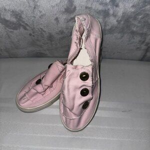 Mock Button Slip On Flat Canvas Shoes 10 EUC‎